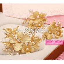 Goldenes Blatt diamante und Perle handgemachte Tiara